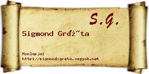 Sigmond Gréta névjegykártya